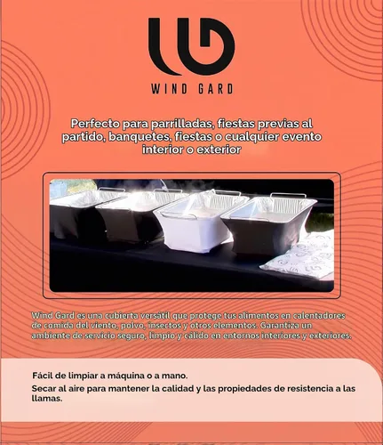 Vista 3 de The Original Patented' - Protector contra el viento para bufés, catering, cubierta para calentador de alimentos, poliéster ignífugo, lavable Negro