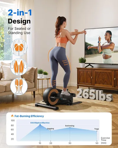 Vista 2 de Sitting Under Desk Elliptical Machine, Leg Exerciser While Sitting for Seniors, Seated Pedal Exerciser, Quiet & Portable Pedal Exerciser with 8