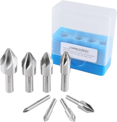 Vista 5 de Accusize Industrial Tools Avellanador de la máquina de 60 grados 6 de la flauta H.SS, 8 PC, tierra de la precisión, 0206-0010 60 Grados 6 Flauta