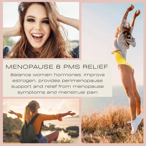 Vista 3 de Equilibrio hormonal para mujeres, píldoras naturales de energía femenina y estado de ánimo, suplemento para aliviar la menopausia para sofocos