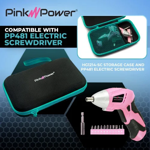 Vista 6 de Pink Power Estuche de almacenamiento para destornilladores inalámbricos de tijera, cortador de caja de tijera, accesorios de costura artesanal