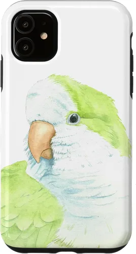 Vista 8 de iPhone 12 Pro Max monje perico quaker acuarela loro retrato caso