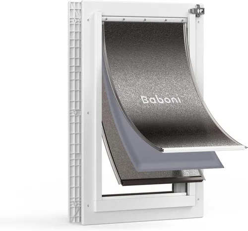 Vista 8 de Baboni Dog Door for Door,Durable Plastic Frame,Small(Plus) Pets Up to 20 Lb,for Interior and Exterior Doors,Aluminum Lock,Metal Panel,Strong