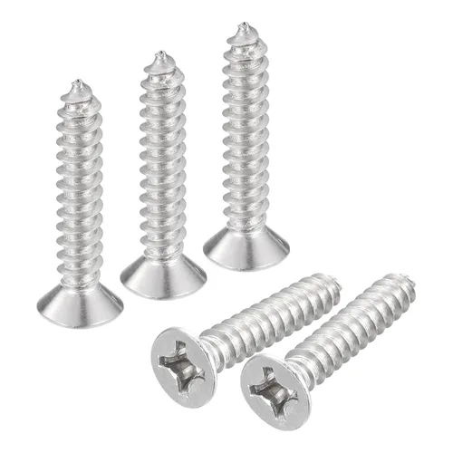 Vista 37 de uxcell Tornillos de chapa de cabeza plana #4x1, 50 tornillos de madera Phillips Drive Tornillos de acero inoxidable 304 Autoperforantes