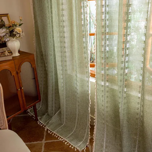 Vista 27 de Cortinas blancas de 96 pulgadas de largo, juego de 2 paneles de cortinas filtrantes de luz de piso a techo, cortinas de privacidad para sala