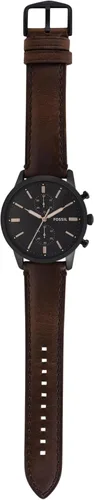 Vista 4 de Fossil Men's Townsman Quartz Stainless Steel and Leather Chronograph Watch Cuero Marrón/Negro