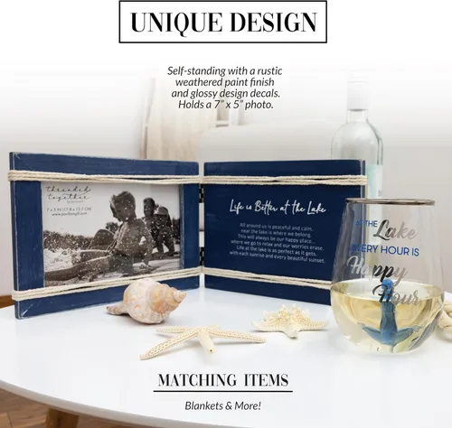 Vista 4 de Pavilion Gift Company - Life Is Better At The Lake - Marco de fotos horizontal de 7 x 5 pulgadas, regalo para amantes del lago, decoración de casa