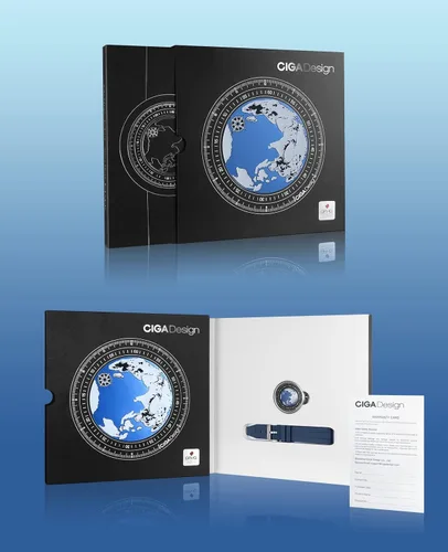 Vista 5 de CIGA Design Reloj mecánico automático Blue Planet Serie U de acero inoxidable, titanio, cerámica, caja de zafiro fluoruro y cerámica para hombres