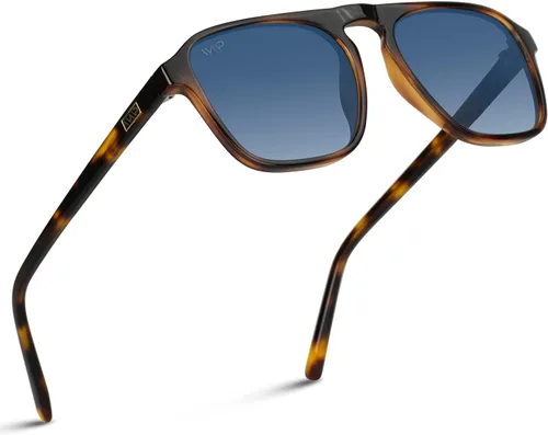 Vista 12 de wearme Pro - Lentes de sol polarizados, estilo aviador moderno, con un puente, cuadrados, para hombre Lente tintada negra/roja