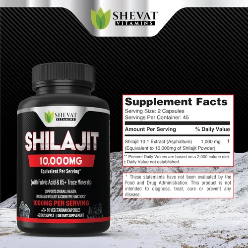 Vista 5 de Shilajit Cápsulas de 22000 mg y más de 85 minerales traza para energía y apoyo inmunológico, shilajit orgánico para hombres y mujeres, pastillas