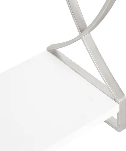 Vista 4 de Kate and Laurel Arietta Modern Glam - Estantería de madera y metal de 3 niveles, 18 x 7 x 28 pulgadas, blanco y plateado; almacenamiento