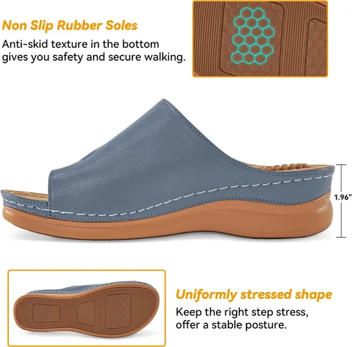 Vista 25 de Sandalias ortopédicas de cuña para mujer: cómodas y elegantes sandalias de verano para mujer, cómodas y casuales para caminar con plataforma
