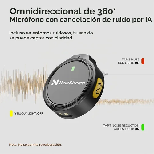 Vista 3 de NearStream Micrófono Lavalier inalámbrico para iPhone, Android y PC, AWM25T
