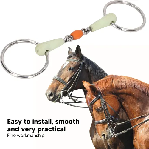 Vista 6 de Pilipane Broca ovalada de acero inoxidable, multiuso para aro, entrenamiento al aire libre, suelta para aro, caballo para aro de boca articulada