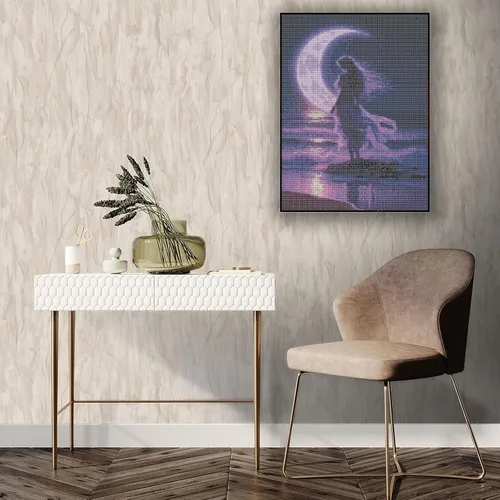 Vista 7 de CoHraeu Kits de arte de diamantes de luna para adultos, principiantes y niños, kits de pintura de diamantes con gemas de cristal, decoración