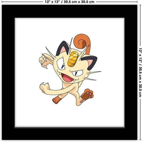 Vista 7 de Trends International Gallery Pops Pokemon - Póster de pared de Meowth, 12 x 12 pulgadas, versión enmarcada en negro