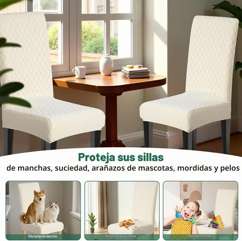 Vista 6 de Dioxide Juego de 4 fundas impermeables para sillas de comedor, fundas elásticas para sillas de comedor, fundas para sillas Parson, extraíbles