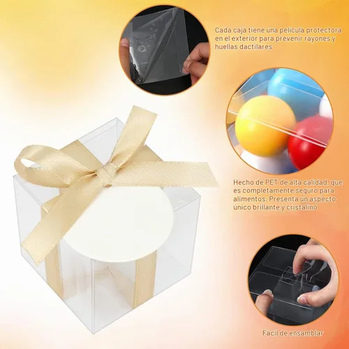 Vista 3 de Cotopher - 120 unidades de cajas de regalo transparentes, cajas de plástico transparentes de 3,8 x 3,8 x 3,8 cm para trufa de chocolate. Mini cajas