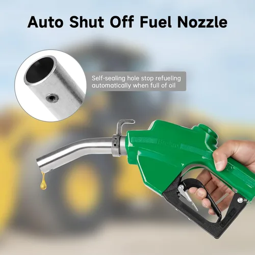 Vista 2 de Boquilla de combustible automática de 1" NPT con gancho, boquilla de gas con mango de bomba diésel, tasa de flujo máxima de 30 GPM, candado de 3