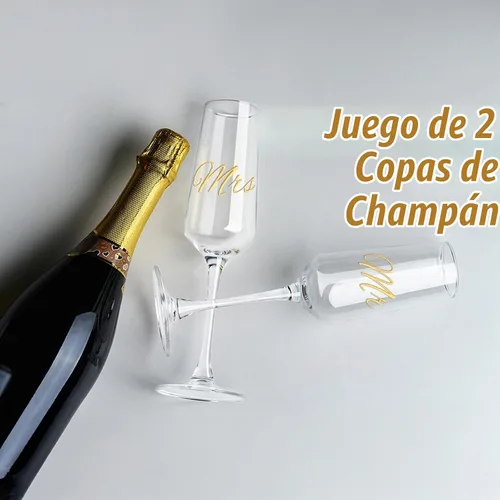 Vista 6 de PARACITY Mr and Mrs - Juego de 2 copas de champán para novia y novio, regalos de despedida de soltera, regalo de compromiso, 8.5 onzas Set of 2