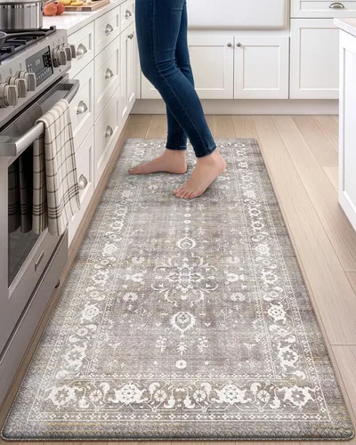 Vista 38 de DEXI Alfombrillas de cocina acolchadas antifatiga, 24 x 87 pulgadas, color Beige claro
