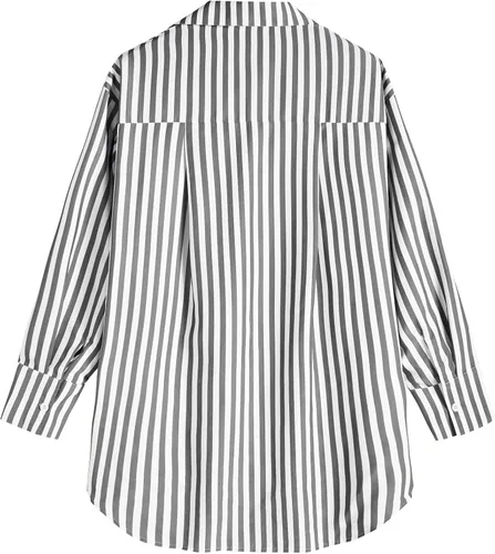 Vista 5 de ZAFUL Camisas a rayas con botones para mujer, manga larga, elegante, cuello en V, blusas con bolsillos