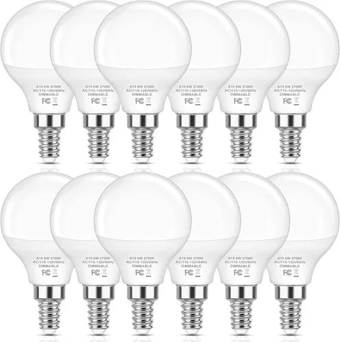 Vista 8 de Brightever Bombillas LED A15 E12 de 6 W regulables, equivalente a 60 W 2700K blanco cálido