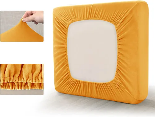 Vista 3 de Funda de cojín elástica de terciopelo para muebles (2, dorado)