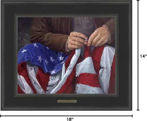 Vista 2 de If My People de Jack E. Dawson Lienzo Enmarcado 14x18 Who is mending the flag? (BK109)
