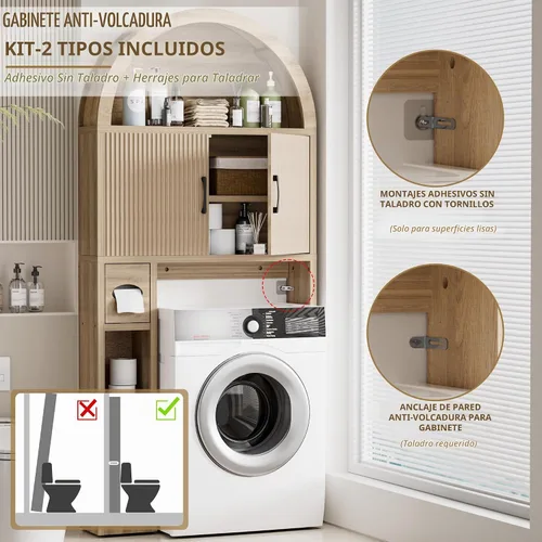 Vista 5 de Spurgehom Over Toilet Storage Cabinet, Bathroom Arch Organizer,Wood Madera