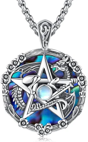 Vista 50 de Collar de pentagrama de plata de ley con triple luna, diosa celta, nudo celta, nudo de brujas, Ankh, sol y luna, Hécate, lilith, Santa Muerte