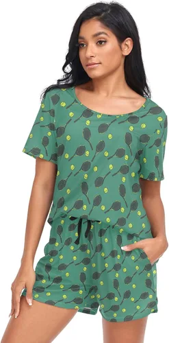 Vista 9 de Ollabaky Conjunto de pijama de perro de animales para mujer, conjunto de pijama de manga corta, conjunto de descanso para mujer Multi 01