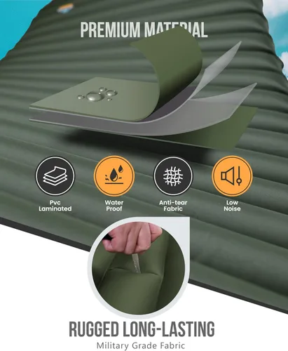 Vista 5 de ZOOOBELIVES Espesor extra: colchoneta de dormir ancha Plus con bomba integrada, colchón inflable de campamento de máxima comodidad para camping