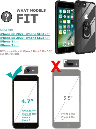 Vista 7 de Funda transparente con función atril para iPhone SE 2022/2020 (3ª/2ª generación SE3/SE2) y iPhone 8/7, funda delgada de protección contra caídas