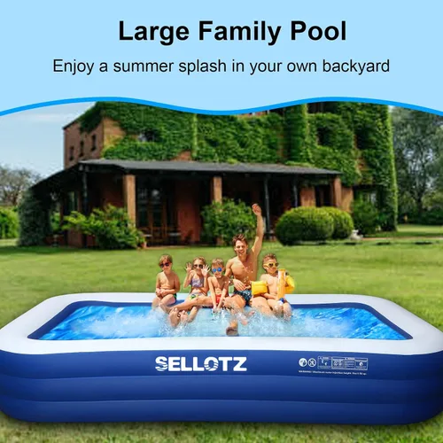 Vista 8 de SELLOTZ Piscina inflable para niños y adultos, 120 x 72 x 22 pulgadas, piscina familiar gruesa de gran tamaño para niños pequeños, al aire libre