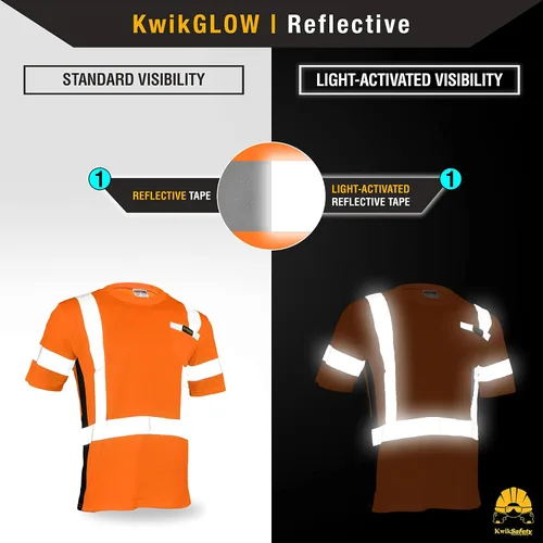 Vista 4 de KwikSafety - Charlotte, NC - Camisa de seguridad de manga corta OPERATOR [cinta reflectante sólida] Clase 2 Cumple con ANSI OSHA