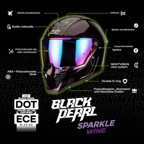 Vista 2 de Hax Dual-Certified Motorcycle Helmet for Multi-Scenario Riding púrpura (Galaxy Purple)