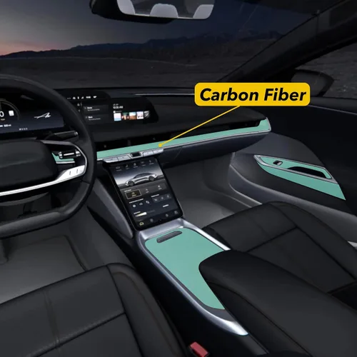 Vista 2 de Envoltura interior para Lucid Air, incluye tapa de consola central, tablero (2 piezas), bordes de puerta (2 unidades cada uno), envolturas de vinilo