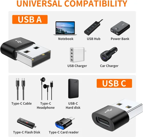 Vista 4 de JXMOX Adaptador USB C hembra a USB macho, paquete de 4 unidades, convertidor de cable de carga tipo C a USB A para Apple Watch Ultra iWatch 8 SE