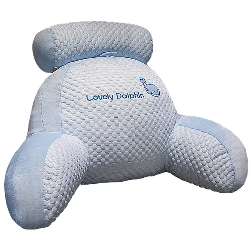 Vista 10 de Almohada de lectura – Almohada de descanso en cama con brazos y rollo de cuello desmontable de dibujos animados de animales almohada de lectura