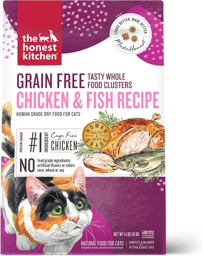 Vista 16 de The Honest Kitchen Clusters de comida para gatos de grado humano de comida entera sin granos de pollo seco, bolsa de prueba de 1 libra