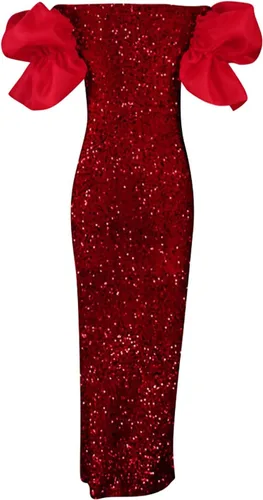 Vista 5 de Women's Cocktail Dresses Solid Color Fashion Sexy Ruffle V-Neck Sequin Evening Dress New Years Eve Dress
