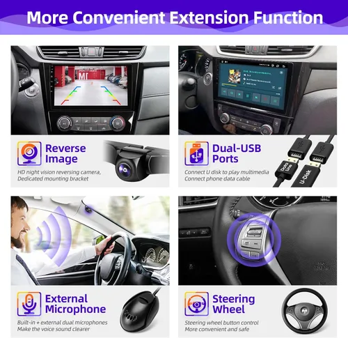 Vista 5 de Radio de coche Android compatible con Android Auto Carplay inalámbrico para Nissan Rogue X-Trail Qashqai 2014-2018 8core 1280X720 pantalla táctil