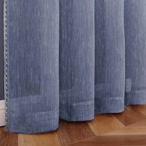 Vista 3 de Selectex - Cortinas transparentes de lino natural con bordes semitransparentes