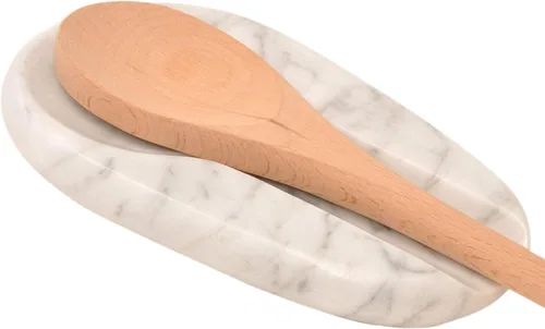 Vista 2 de Soporte para cucharas de mármol, resistente al calor, sin BPA, para la parte superior de la estufa, soporte para utensilios de cocina para cuchara