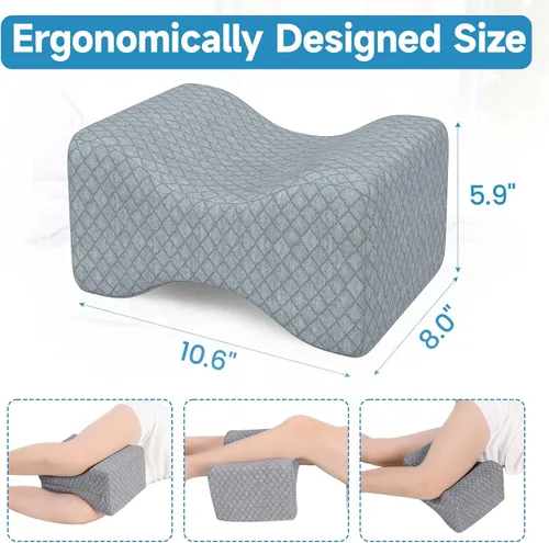 Vista 2 de SweetSlubr Almohada de rodilla de espuma viscoelástica para dormir de lado, almohada de apoyo para las piernas para dormir de lado, almohada