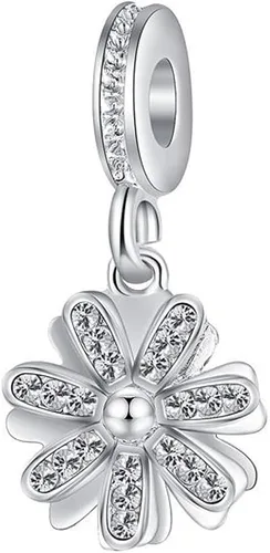 Vista 5 de awaFanee Colgantes de plata 9 piezas cuentas diamantes de imitación CZ encantos europeos aptos Pandora pulsera plateada, Metal, Circonita Cúbica