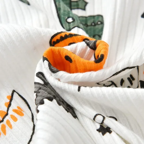 Vista 18 de Conjunto de 3 piezas de ropa de bebé recién nacido con estampado de manga larga + pantalones + sombrero