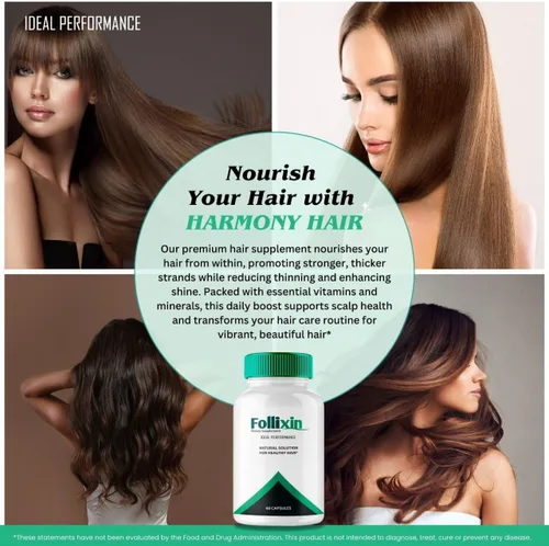 Vista 6 de Follixin Cápsulas de crecimiento del cabello, píldoras de suplemento de salud capilar Follixin, máxima fuerza, nutre el cabello Follixin, fortalece