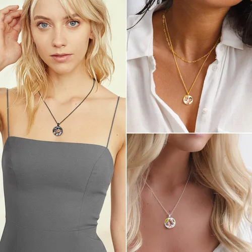 Vista 62 de FindChic Collares personalizados con urna para cenizas, barra vertical, gato, luna, reloj de arena, garra de perro, acero inoxidable, chapado en oro